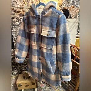 Blue and Cream Plaid Sundance coat
